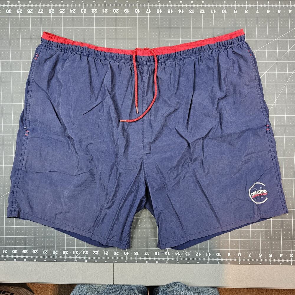 Vintage Nautica Competition Shorts Mens XL Blue Swim Fishing Beach Camping 90s